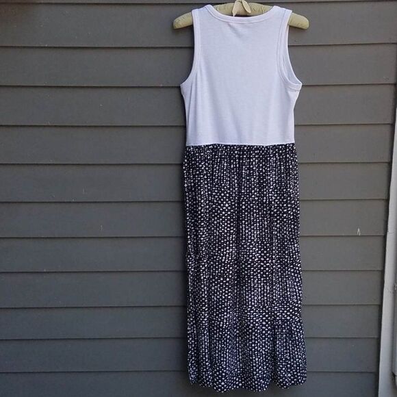 Simply Vera Ribbed Tank Maxi Dress with Black print ruffle bottom size Med - Picture 4 of 7